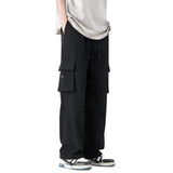 Joior Mens Casual Cargo Pants Fashion Solid Color Pocket Bottom Full Length Sports Trousers Elastic High Waisted Loose Pantalones