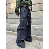 Joior Baggy Black Cargo Pants Women Wide Leg Casual High Street Drawstring Trousers Men Goth Grunge America Style Pantalones