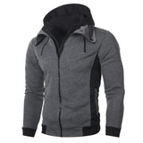 Joior Men Hoodie Coats Autumn Winter Double Zip Pocket Long Sleeve Zip Cardigan Sweatshirt Male