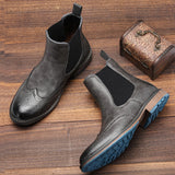 Brogue Chelsea Boots Comfortable Brand Fashion Boots Leather