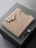 Joior 100% Pure Wool T-Shirt Men's Round Neck Pullover Short Sleeve Autumn Winter New Honeycomb Stitch Vest Casual Sweater