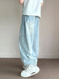 Joior Korean Fashion Men's Baggy Jeans Light Blue High Street Straight Wide Trousers Personalized Washed Y2k Pants Male