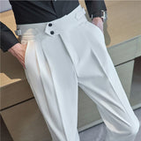 Joior Fall High Quality Business Casual Draped High-waist Trousers Men Stripes Formal Pants Male Formal Office Social Suit Pants