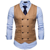 Dress Vests For Men Casual Slim Fit Mens Suit Vest Double breasted Waistcoat Gilet Homme Formal Business Jacket XXL