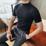 Joior 11 color Summer High Quality Short Sleeve Knitted T Shirts Men Slim Solid Pullovers Casual Stretched Tee Shirt Streetwear Homme