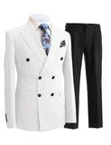 Joior suits for men 2 Pieces Gentleman Double Breasted Peak Lapel Blazer Mens Suit with Pants Formal White Beige  Jacket For Wedding Groom Tuxedos