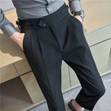 Joior British Style Autumn New Solid High Waist Trousers Men Formal Pants High Quality Slim Fit Business Casual Suit Pants Hommes