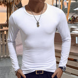 Classic Long Sleeve T-Shirt For Men Fitness T Shirts Slim Fit Shirts Solid Tees Tops Men Tees Shirt Clothes