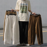 Joior Summer Cotton Casual Pants Men Fashion Oversized Wide Leg Pants Men Japanese Streetwear Loose Straight Pants Mens Trousers M-3XL