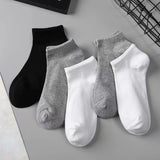 Joior 5 Pairs Unisex Socks Low Cut Breathable Business Boat Sock Solid Color Comfortable Ankle Casual White Black Summer Men Business