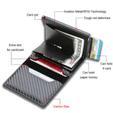 Joior Carbon Fiber Slim Aluminum Men Wallet ID Credit Card Holder Mini RFID Wallet Automatic Pop up Bank Card Case Black Vallet 2024