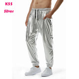 Joior Mens Shiny Silver Metallic Jogger Sweatpants Hip Hop Wet Look Trousers Men Club Party Festival Prom Streetwear Pantalones Hombre