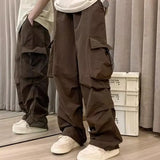 Joior Regular Fit Men Pants Street Style Men's Cargo Pants with Multiple Pockets Loose Fit Elastic Waist for Hip Hop Fashion