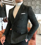 Joior Formal New Burgundy Red Grey Lapel Tux Men Slim Fit Suits Coat Jacket Custom Made For Wendding Party Woolen cloth