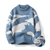 Autumn Men Casual Sweater Cloud Pattern Cute Couple Sweaters Round Neck Long Sleeve Male Knitted Sweater Harajuku Pullover