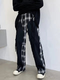 Joior 2024 Fashion Elegant Plaid Splicing Design Casual Pants Men's Trendy High Street Original Straight Tube Trousers