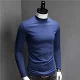 Joior Men's Turtleneck Tops Casual Full Long Sleeve Solid Black Stretch Base Layer for Autumn Winter Stretch Kpop Designer T Shirt Men