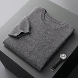 Joior 100% Pure Wool T-Shirt Men's Round Neck Pullover Short Sleeve Autumn Winter New Honeycomb Stitch Vest Casual Sweater