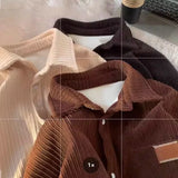 Joior Autumn Winter Lambswool Shirt Jacket Men Warm Polo Neck Button Casual Pocket Vintage Fashion New Men Winter Jacket