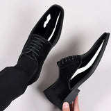 Classic PU Patent Leather Shoes for Men Casual Business Shoes Lace Up Formal Office Work Shoes for Male Party Wedding Oxfords