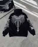 Joior Gothic Punk Letter Print Oversized Sweatshirt American Retro Pattern Casual Hoodie Men High Street Trendy Brand Clothing Women