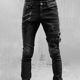 Joior Fashion Street Style Ripped Skinny Jeans Men Vintage Wash Solid Denim Trouser Mens Casual Slim Fit Pencil Denim Pants