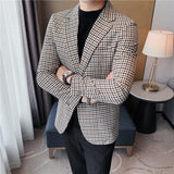 Joior British Style Slim Fit Houndstooth Blazer Men Fashion  Business Office Wedding Dress Suit Jacket High Quality Male Blazers