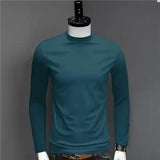 Joior Men's Turtleneck Tops Casual Full Long Sleeve Solid Black Stretch Base Layer for Autumn Winter Stretch Kpop Designer T Shirt Men