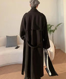 Joior Autumn Winter Long Oversized Windproof Black Warm Woolen Coat Men Sashes Double Breasted Wool Blends Overcoat