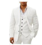 Joior 3 piece Linen Summer Men Suits for Wedding Groom Tuxedos Casual Beach Custom Man Suit Set Jacket Vest with Pants Man Fahion