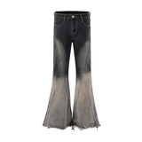 Joior Black Gray Gradient Slim Jeans Floor Mop Flared Pants High Street New Trendy Fashionable Hip Hop Washed Vintage Men's Jean Pants