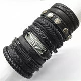 Joior 10 Pcs/set Black Wrap Woven New Fashion Handmade Men Bracelets Male Women Leather Bracelets Men Bangle Jewelry Gift