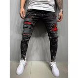 Joior Street Style Ripped Skinny Jeans Men Vintage Wash Solid Denim Trouser Mens Casual Slim Fit Pencil Denim Pants