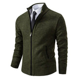 Joior Autumn And Winter New Jersey Men's Casual Sports Coat Solid Color Stand Collar Wweater Grab Fleece Warm Zipper Cardigan