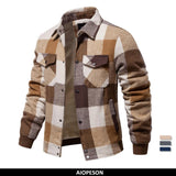 Joior Mens Flannel Plaid Sherpa Fleece Lined Winter Jacket Turn Down Collar Thicken Warm Casual Shirt Jackets Coats Men