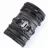 Joior 10 Pcs/set Black Wrap Woven New Fashion Handmade Men Bracelets Male Women Leather Bracelets Men Bangle Jewelry Gift