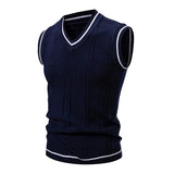 Joior Men's Fashion New V-neck Sleeveless Sweater Embroidered Color Matching Leisure Lined Vest Men's Top