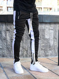 Joior Men Sweatshirts Jogging Pants Men Casual Pants Men Stylish Color Block Zip Pockets Drawstring Sports Skinny Pants Trousers Pants