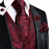 Joior High Quality Silk Mens Vests Champagne Paisley Waistcoat Neck Tie Hanky Cufflinks Brooch Set for Men Suit Wedding Office