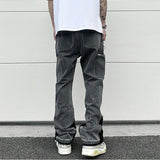 Joior Graffiti Black Flared Jeans Men Vintage Hip Hop Patches Splashed Ink Wide Leg Jeans Y2k Streetwear Baggy Washed Denim Pants