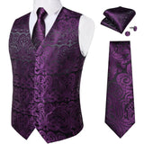 Joior Black Paisley Blue Suit Vest Neck Tie Set Pocket Square Cufflinks Men's Wedding Waistcoat Luxury Tuxedo Vests Men Gilet