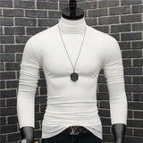 Joior Luxury Men's Casual Turtleneck T-Shirts Autumn and Winter Tops Slim Collar Full Sleeve Innerwear Undershirt Golf Wear Men Tee