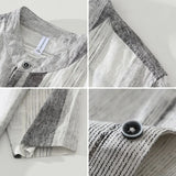 Joior 2024 Summer New 100%Linen Pullover Short Sleeve Shirts for Men Fashion Striped Casual Loose Shirts