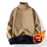 Joior black turtleneck outfit Men New Sweater Autumn Winter Knitted Turtleneck Thick Fleece Inside Solid Color Pullovers Men Casual Sweater Pullovers