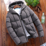 Joior Autumn Winter Warm Parkas Male Long Sleeve Hooded Zip Korean Slim Solid Coats Outwear