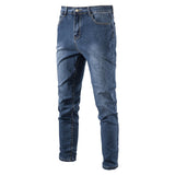 Joior Cotton Stretchy Blue Jeans Men Casual Solid Color Mid Waist Mens Denim Pants Autumn High Quality Zipper Jean for Men