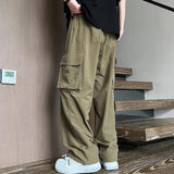 Joior Mens Casual Cargo Pants Fashion Solid Color Pocket Bottom Full Length Sports Trousers Elastic High Waisted Loose Pantalones