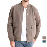 Joior Mens Suede Button Up Bomber Jackets Crew Neck Button-up Baseball Casual Business Outwear Jacket for Men