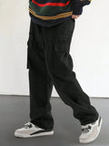 Joior Men's Drawstring Trendy Flap Pockets Cargo Pants