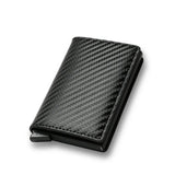 Joior Carbon Fiber Slim Aluminum Men Wallet ID Credit Card Holder Mini RFID Wallet Automatic Pop up Bank Card Case Black Vallet 2024